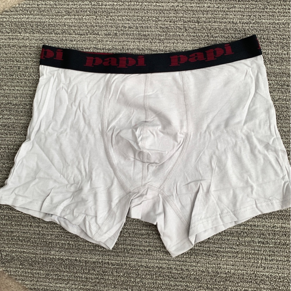 PAPI MENS BRAND NEW LIGHT GRAY COTTON STRETCH BOXER BRIEF MEDIUM (1 PAIR ONLY)